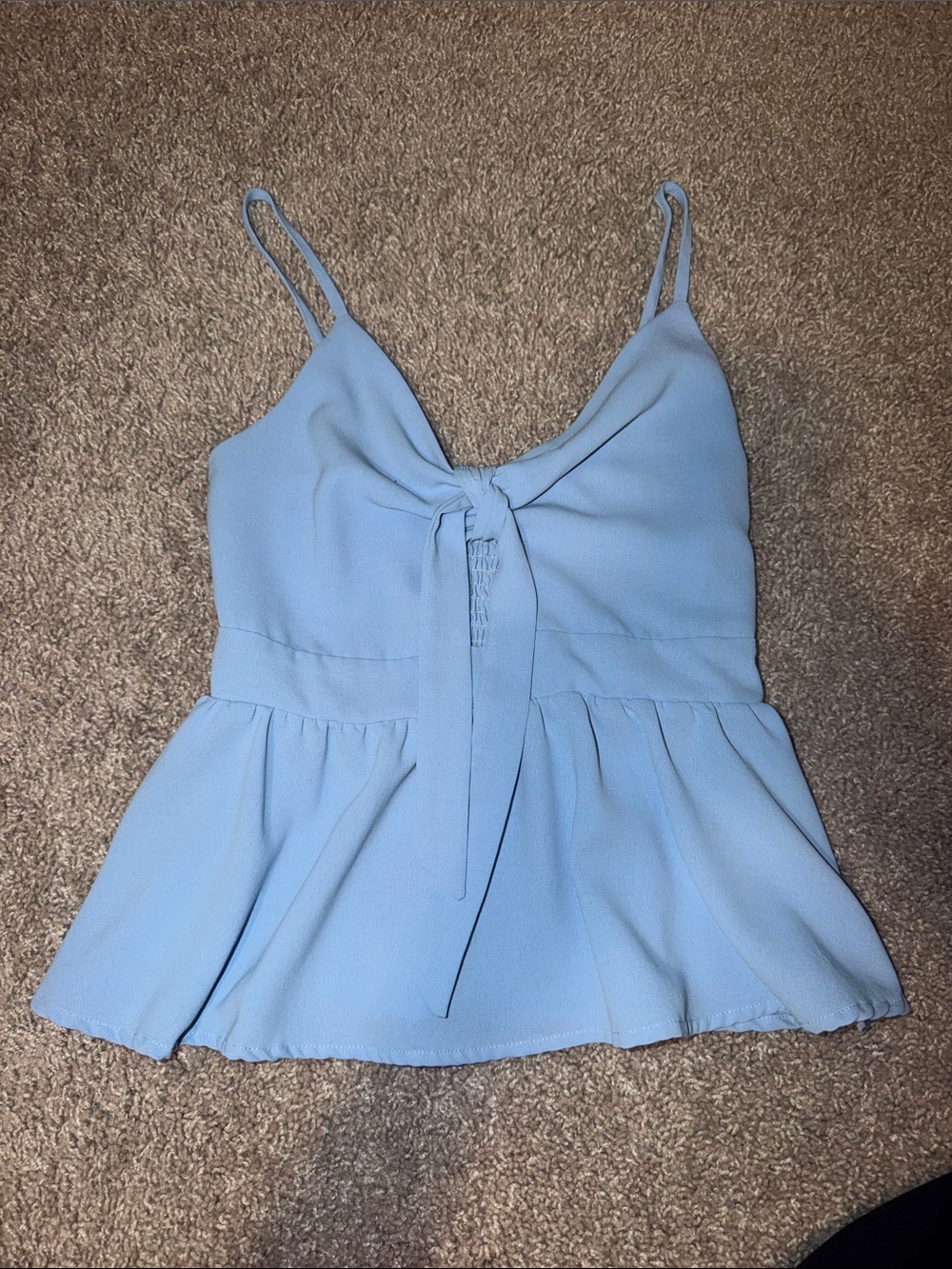 SHEIN Light Blue Tie-Front Peplum Cami